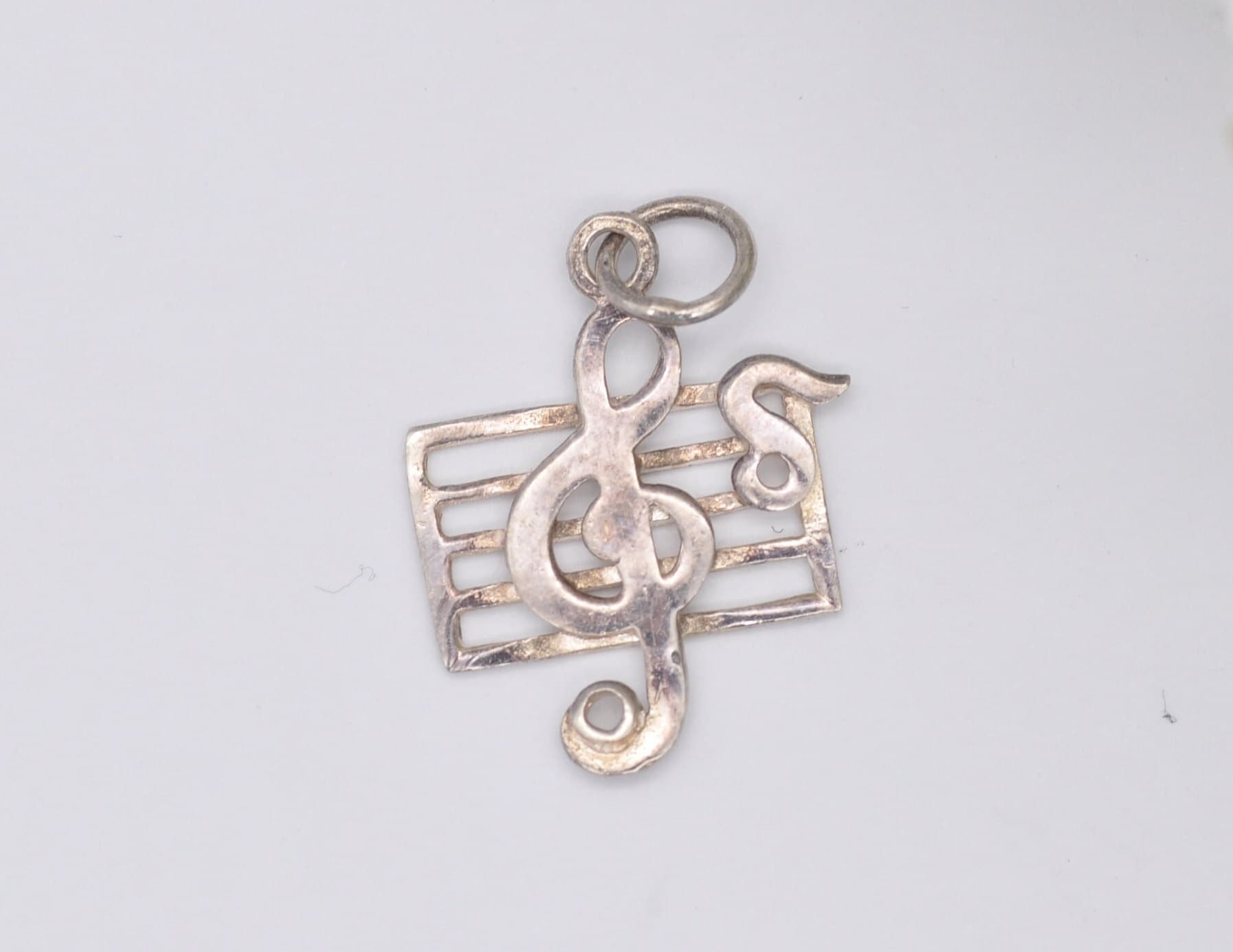 Vintage Sterling Silver Sheet Music Charm / Pendant