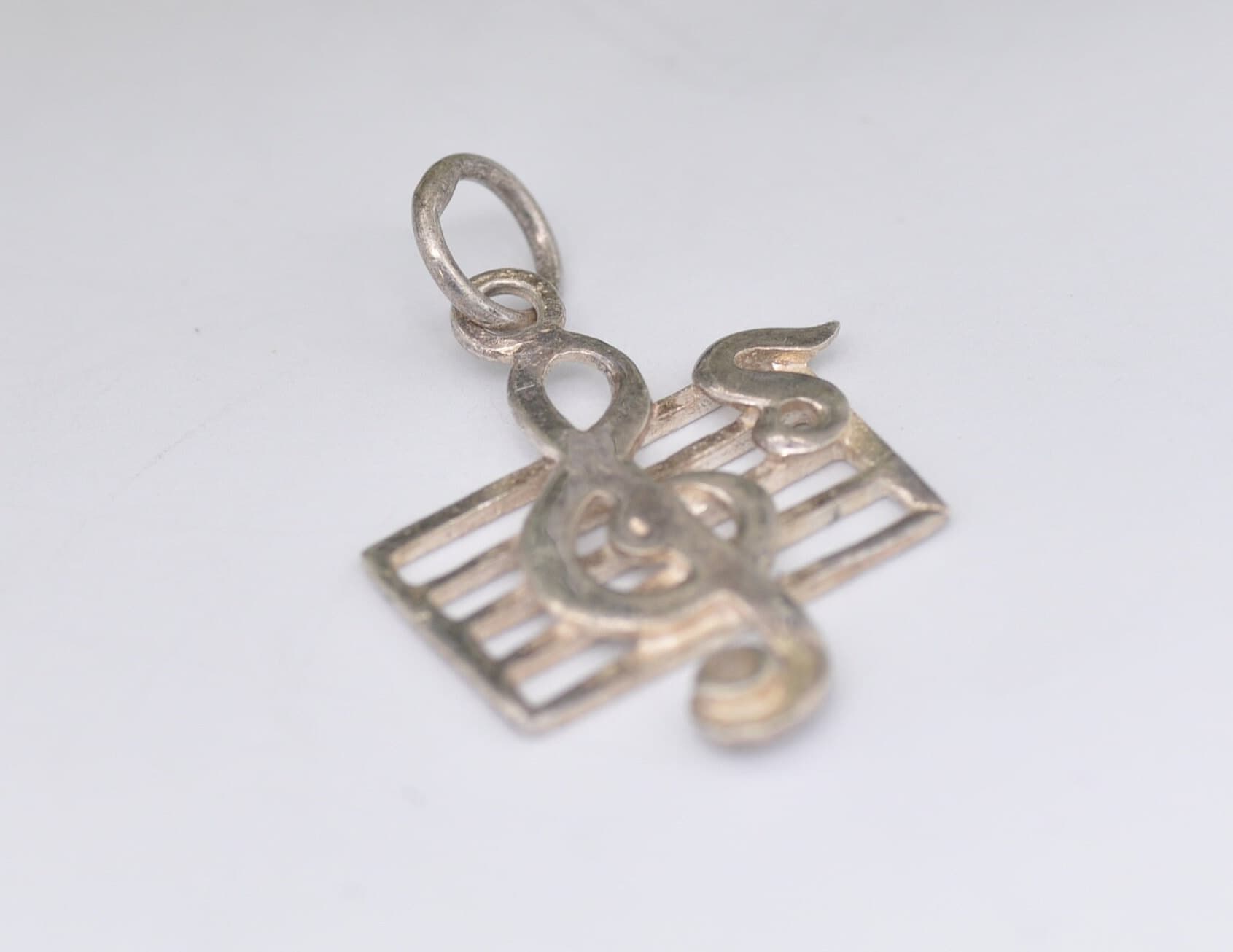 Vintage Sterling Silver Sheet Music Charm / Pendant