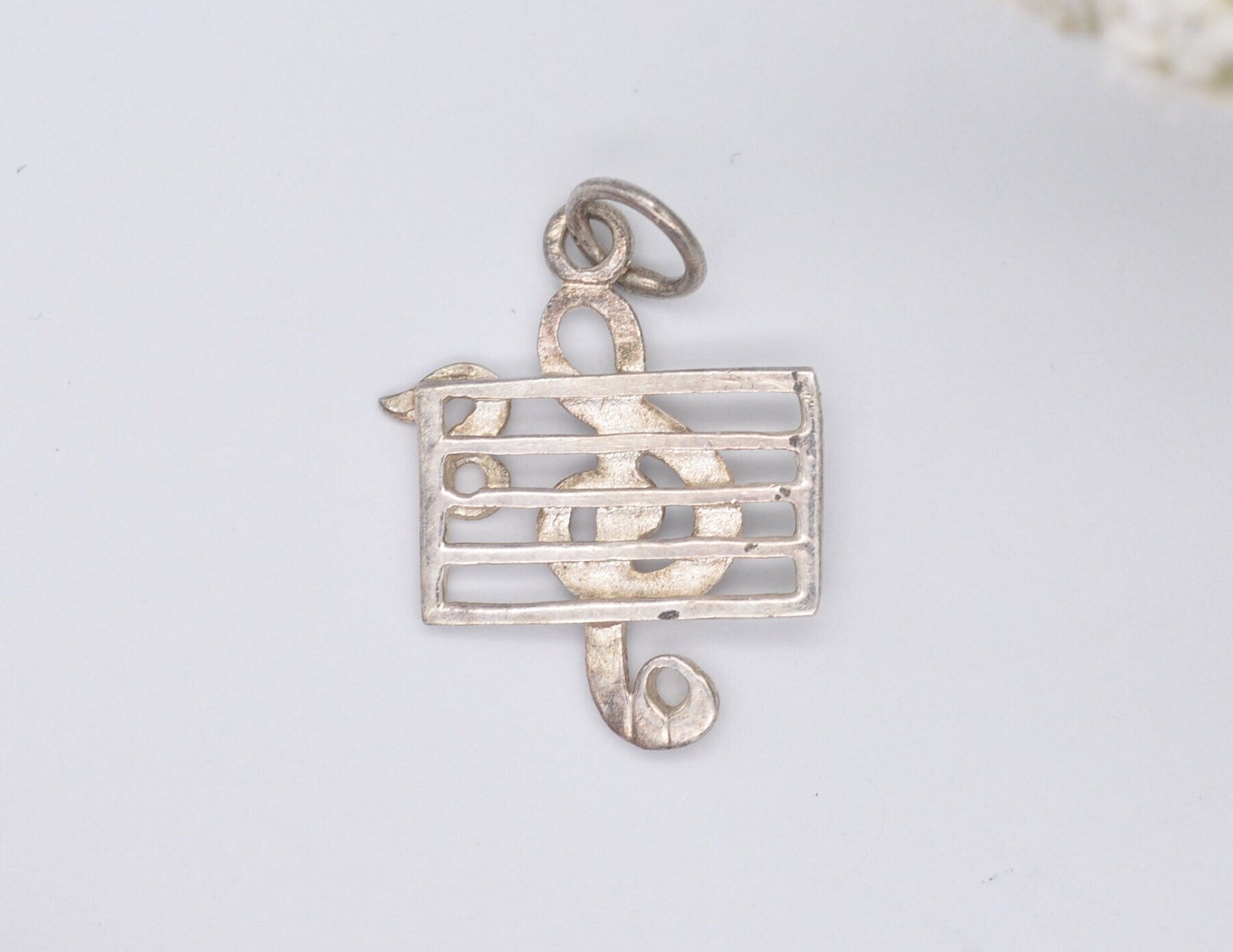 Vintage Sterling Silver Sheet Music Charm / Pendant