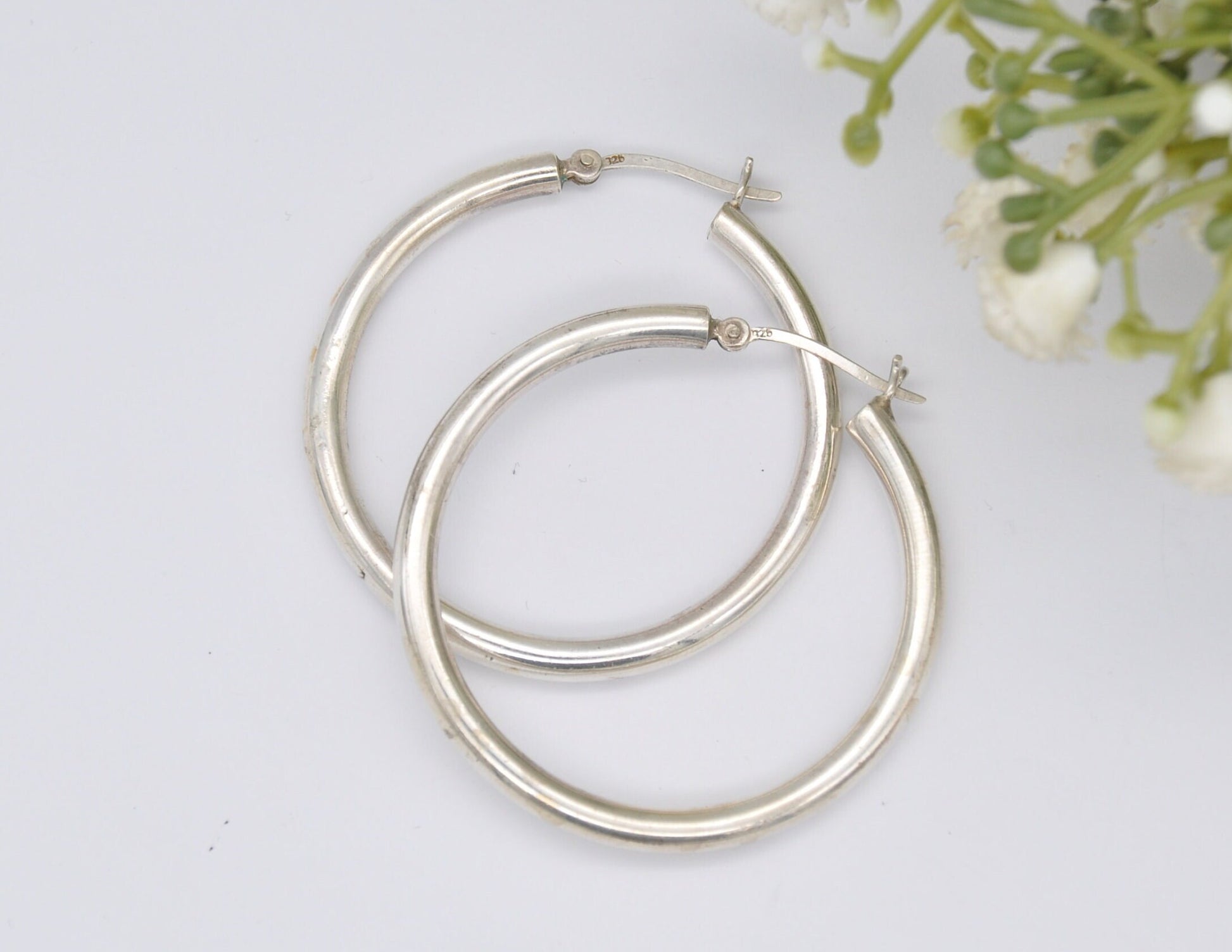 Vintage Sterling Silver Hoop Earrings