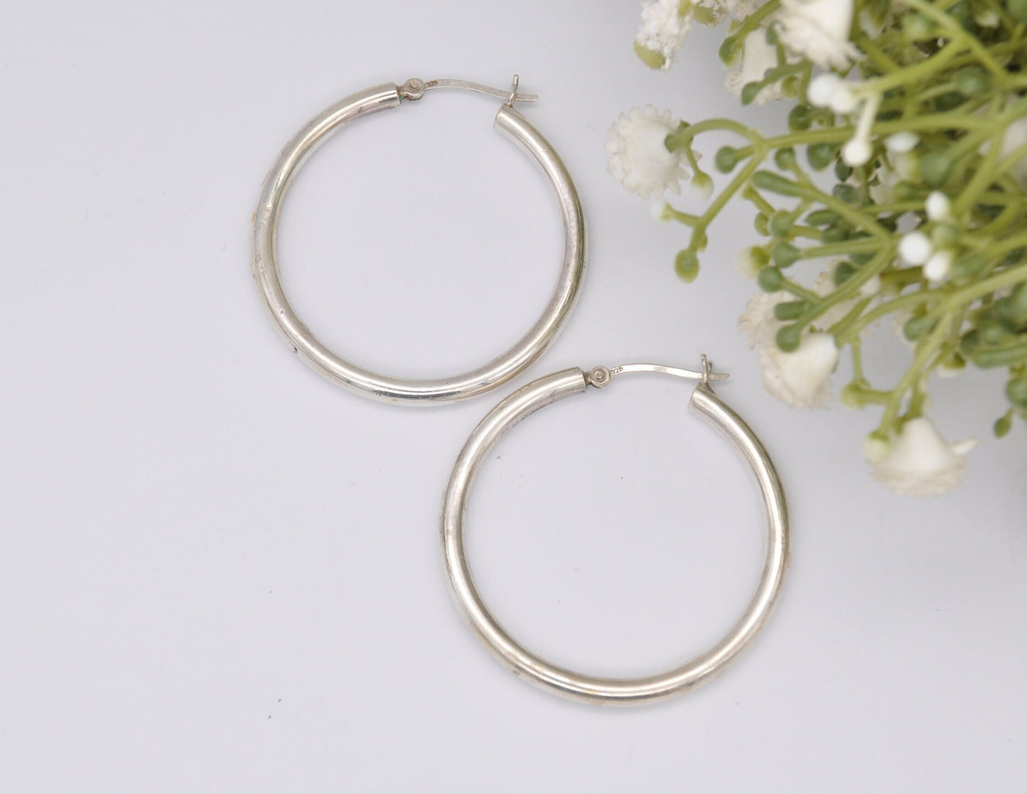 Vintage Sterling Silver Hoop Earrings