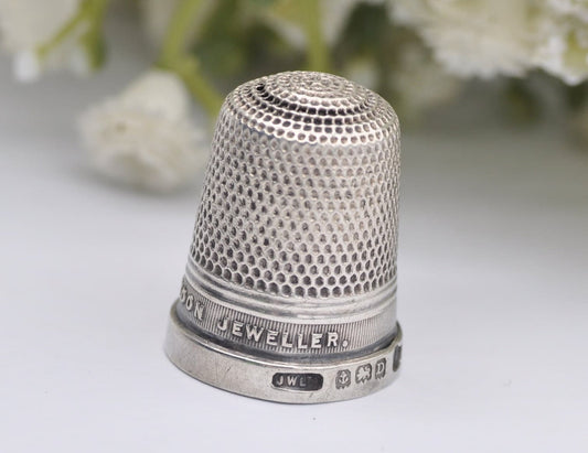Vintage James Walker Thimble - Birmingham | The London Jeweller | Sterling Silver | 17 | 1928