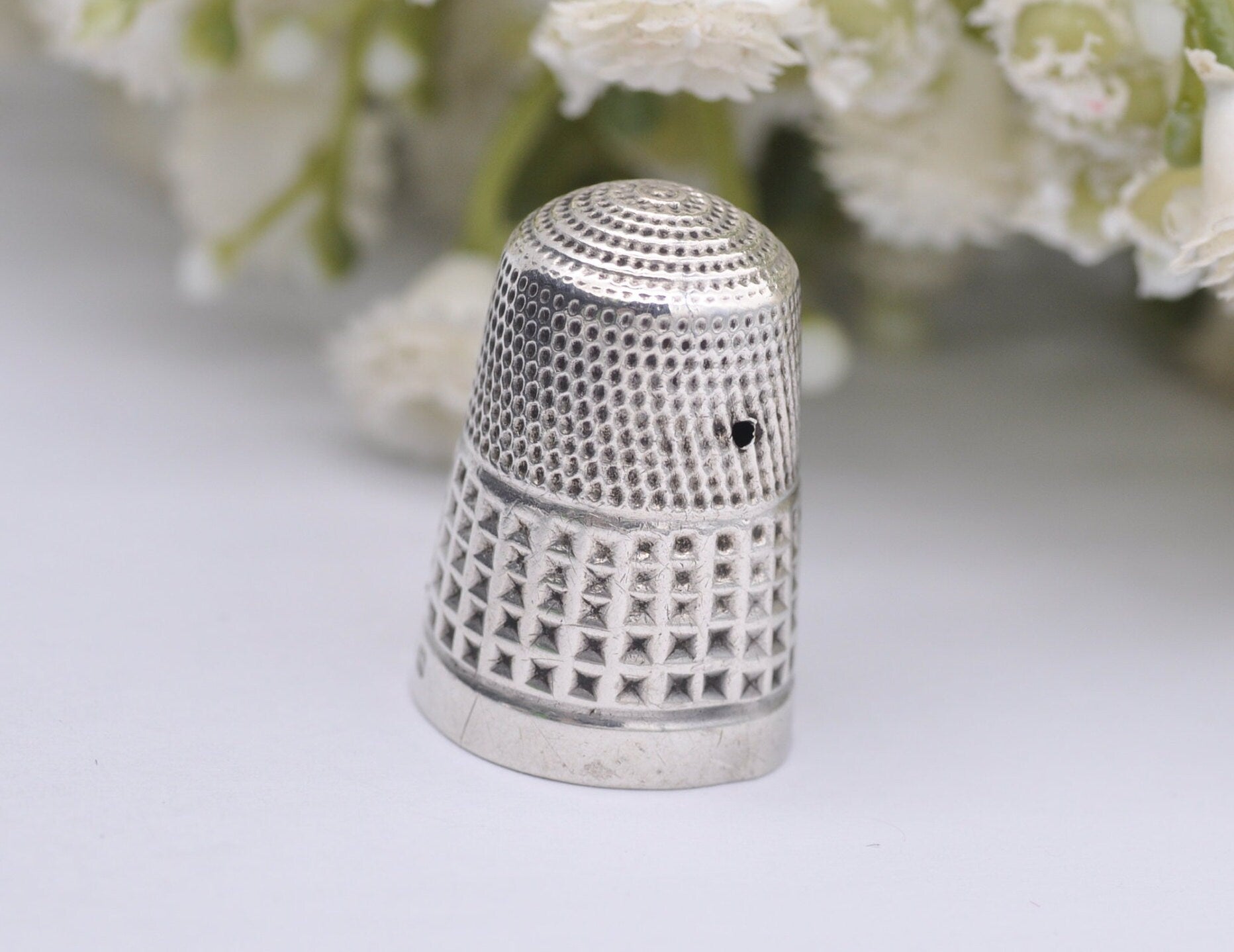Antique James Fenton Thimble - 1897 | J.F | 11 | Sewing | Accessory | Crafts | Detailed | Patterned | Silverware | Collectable | Collection