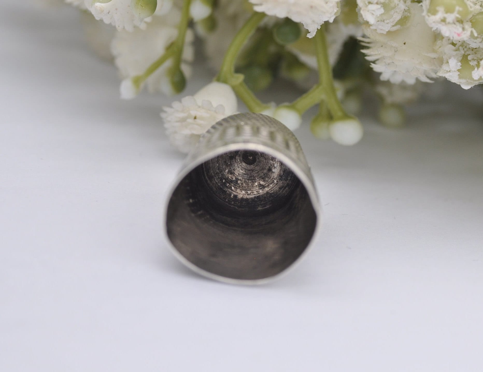 Antique James Fenton Thimble - 1897 | J.F | 11 | Sewing | Accessory | Crafts | Detailed | Patterned | Silverware | Collectable | Collection