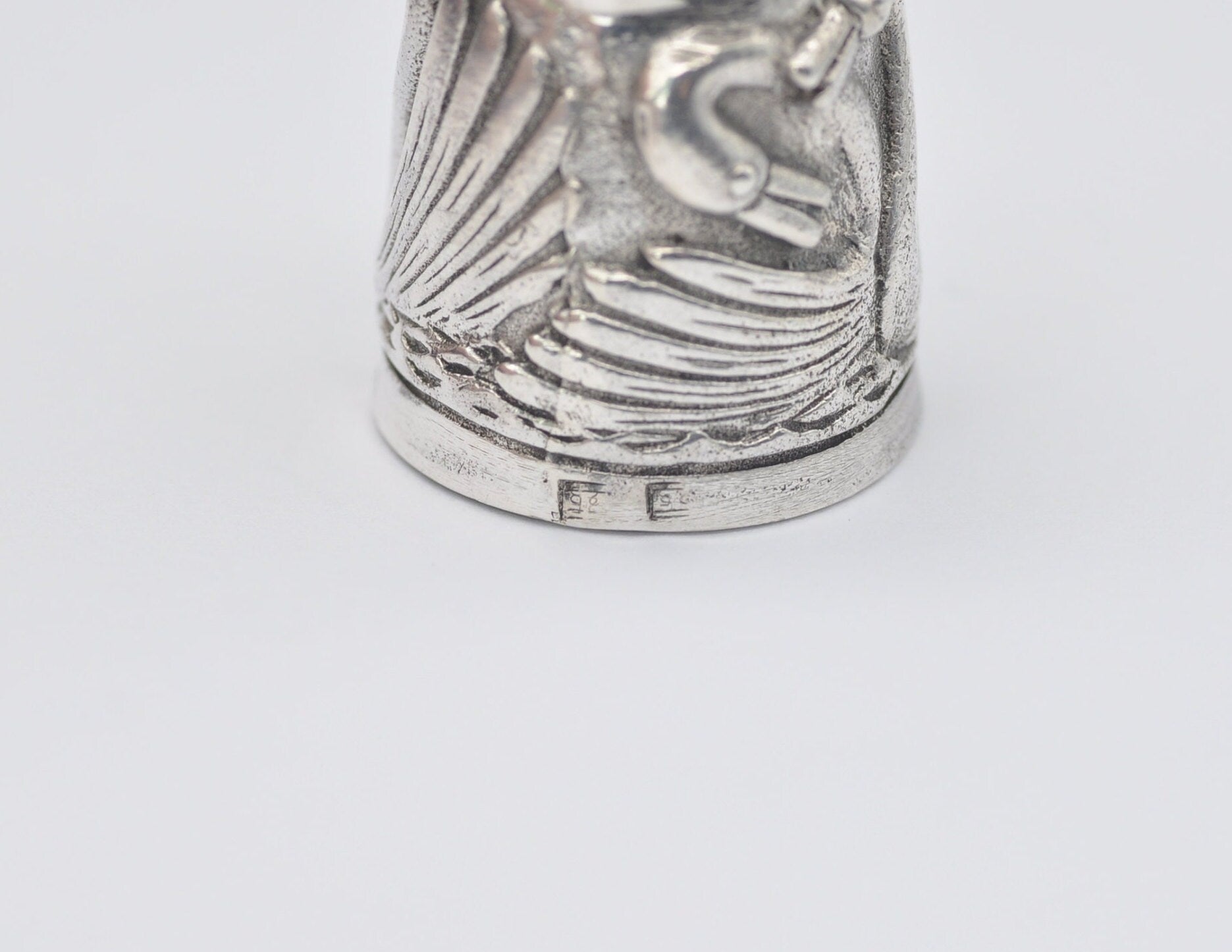 Vintage Sterling Silver Swan Thimble - 13 | Bird | Animal | Crafts | Detailed | Patterned | Silverware | Collectable | Collection