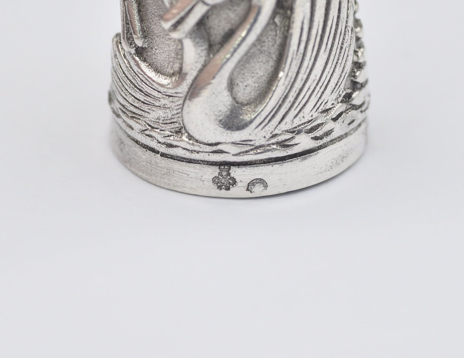 Vintage Sterling Silver Swan Thimble - 13 | Bird | Animal | Crafts | Detailed | Patterned | Silverware | Collectable | Collection