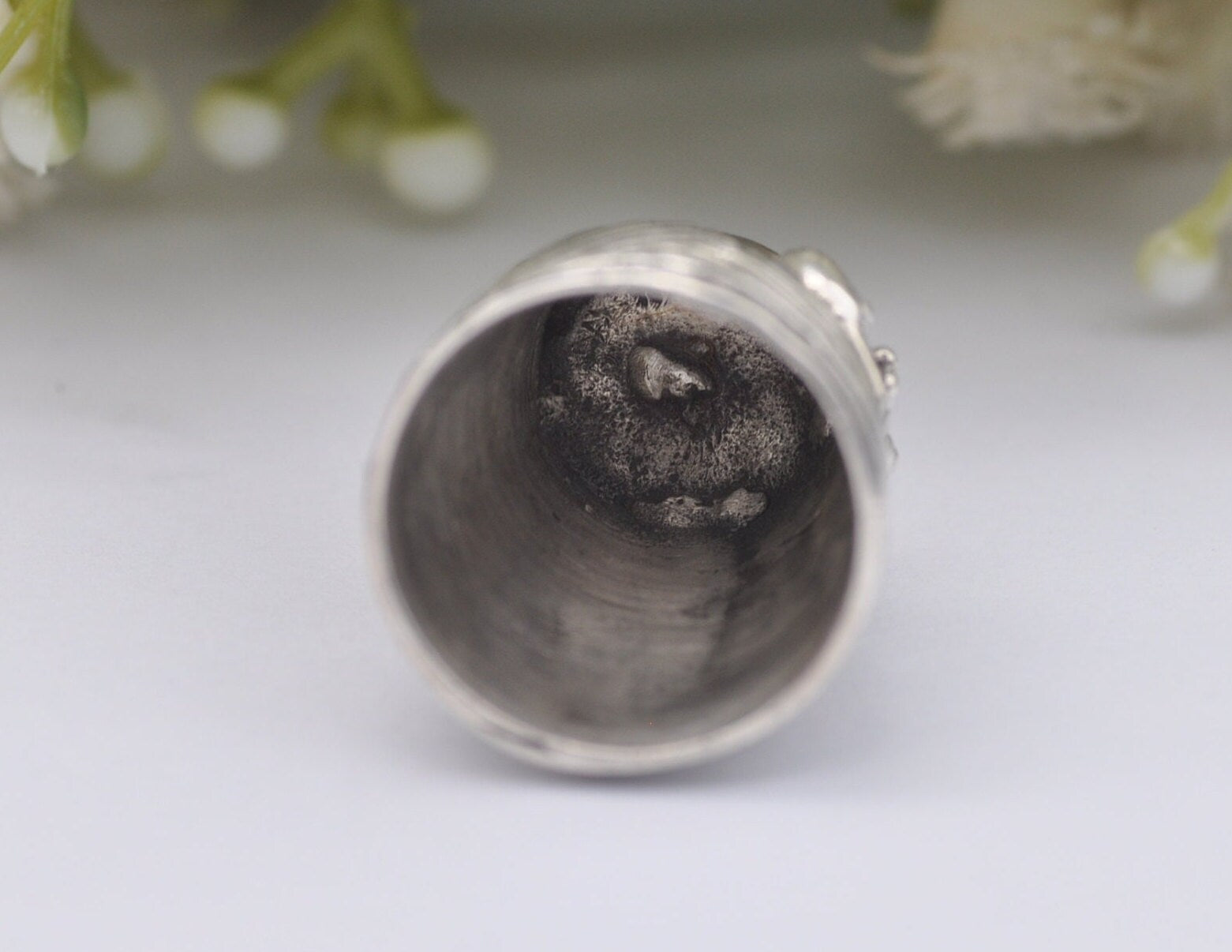 Vintage Sterling Silver Swan Thimble - 13 | Bird | Animal | Crafts | Detailed | Patterned | Silverware | Collectable | Collection
