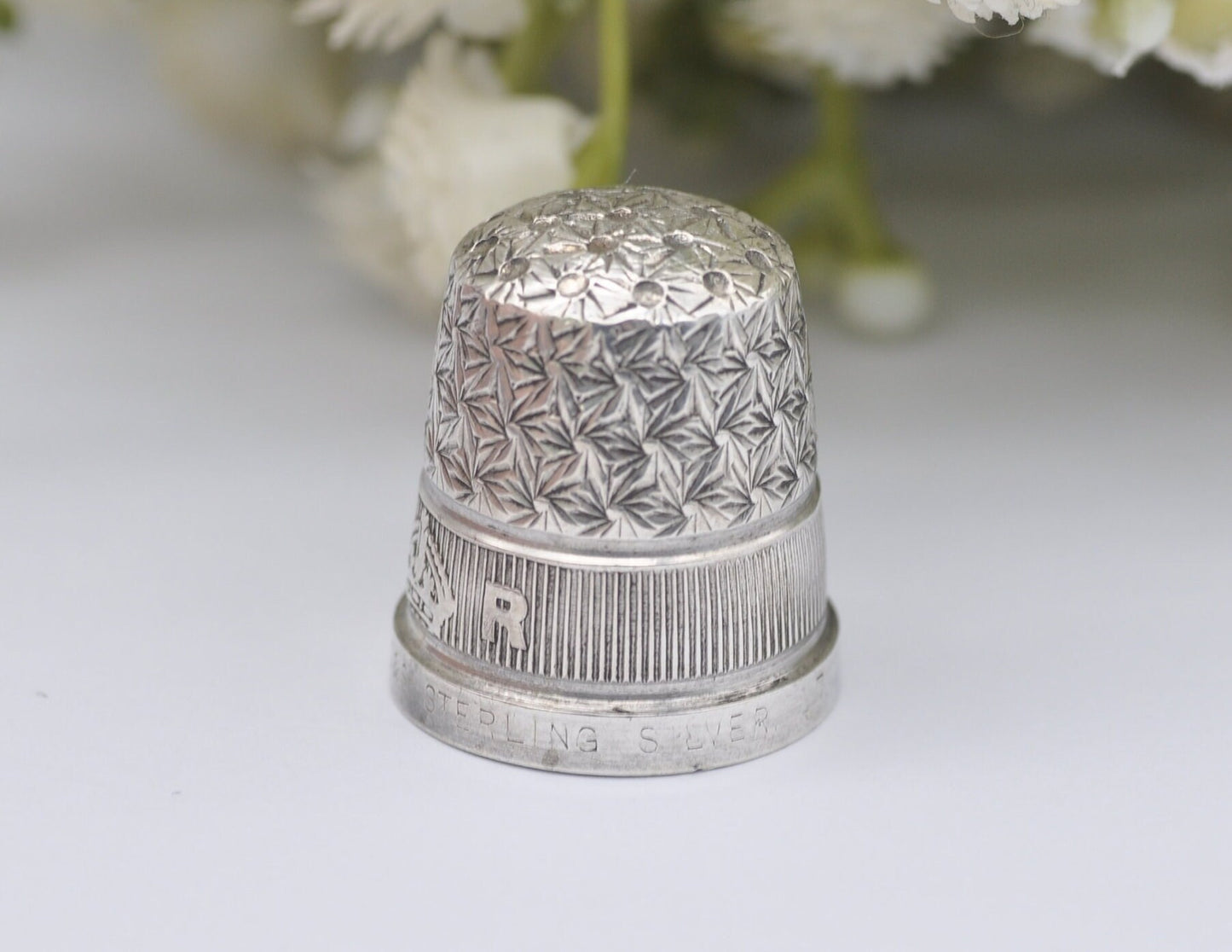 Vintage HG&S G Crown R Thimble - Henry Griffith and Sons Ltd | Royal | The Spa | Sewing | Detailed | Patterned | Sterling Silver