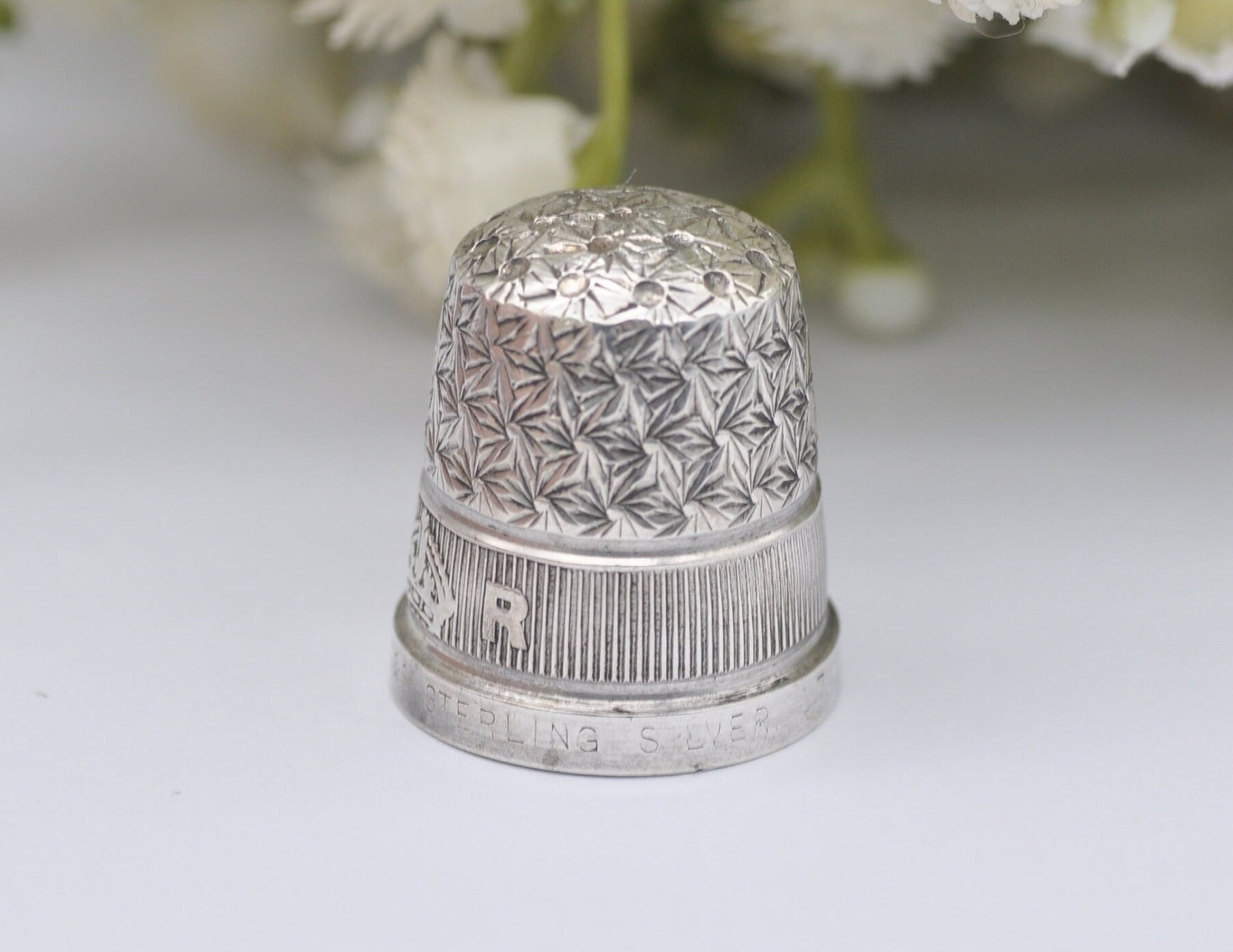Vintage HG&S G Crown R Thimble - Henry Griffith and Sons Ltd | Royal | The Spa | Sewing | Detailed | Patterned | Sterling Silver