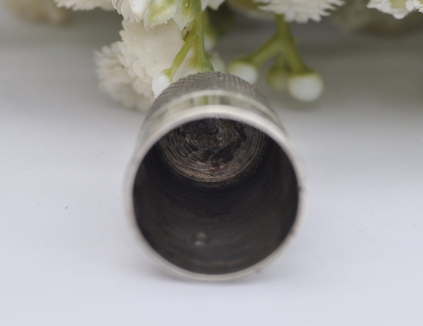 Vintage HG&S Royal Spa Thimble - Henry Griffith and Sons Ltd | 1928 | 18 | Sewing | Detailed | Patterned | Sterling Silver