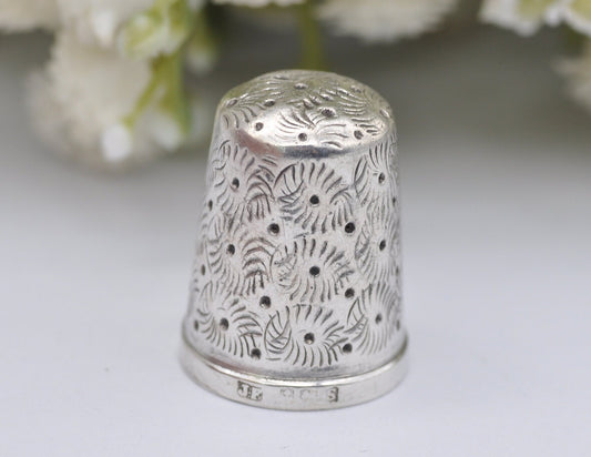 Antique James Fenton Thimble - 1917 | J.F | Sewing | Floral | Detailed | Patterned | Silverware | Collectable | Collection