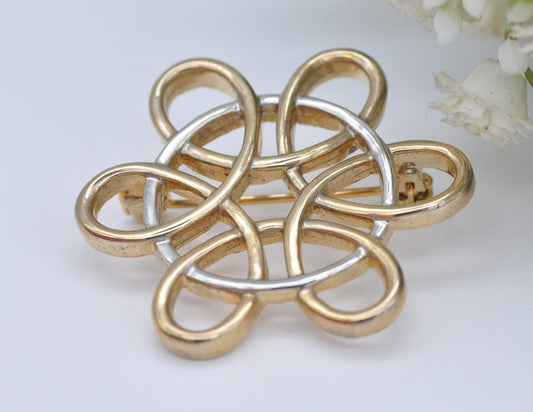 Vintage Gold Tone Stylised Floral Brooch - Modernist | Pin | Professional