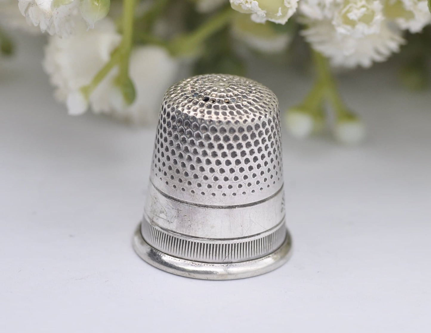 Vintage Sterling Silver Thimble - F&B | Foster and Bailey | 9 | Sewing | Accessory | Crafts | Detailed | Patterned | Silverware