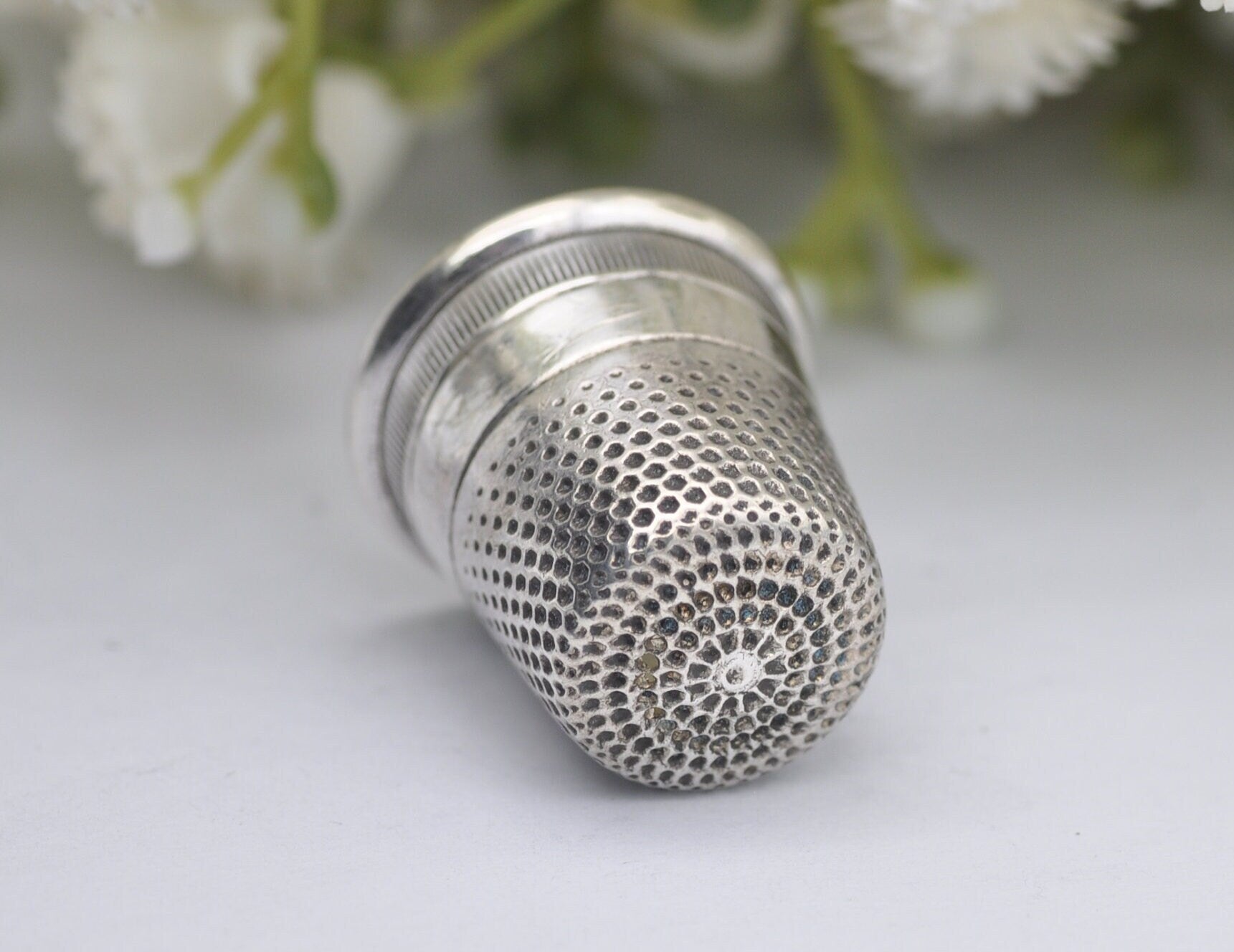 Vintage Sterling Silver Thimble - F&B | Foster and Bailey | 9 | Sewing | Accessory | Crafts | Detailed | Patterned | Silverware