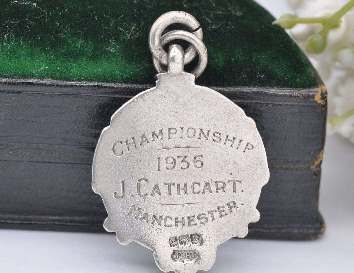 Vintage Sterling Silver and Enamel Lancashire Schools Fob - Athletic / Silver Fob / Pocket Watch Fob / Medal / 1935 / 1930s / Hallmark