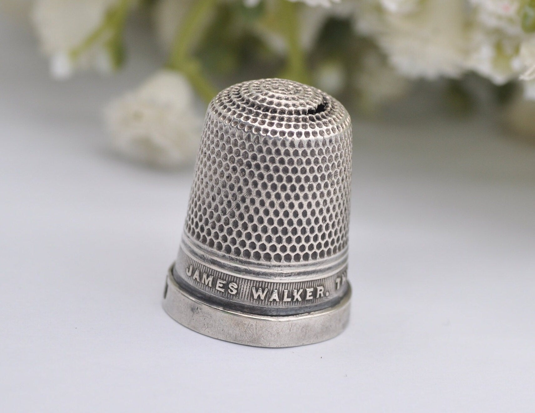 Vintage James Walker Thimble - Birmingham | The London Jeweller | Sterling Silver | 17 | 1928