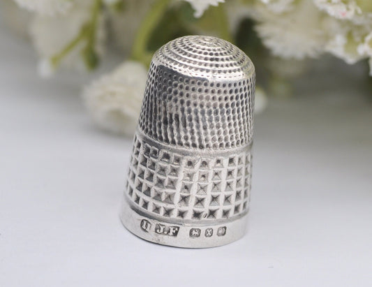 Antique James Fenton Thimble - 1897 | J.F | 11 | Sewing | Accessory | Crafts | Detailed | Patterned | Silverware | Collectable | Collection