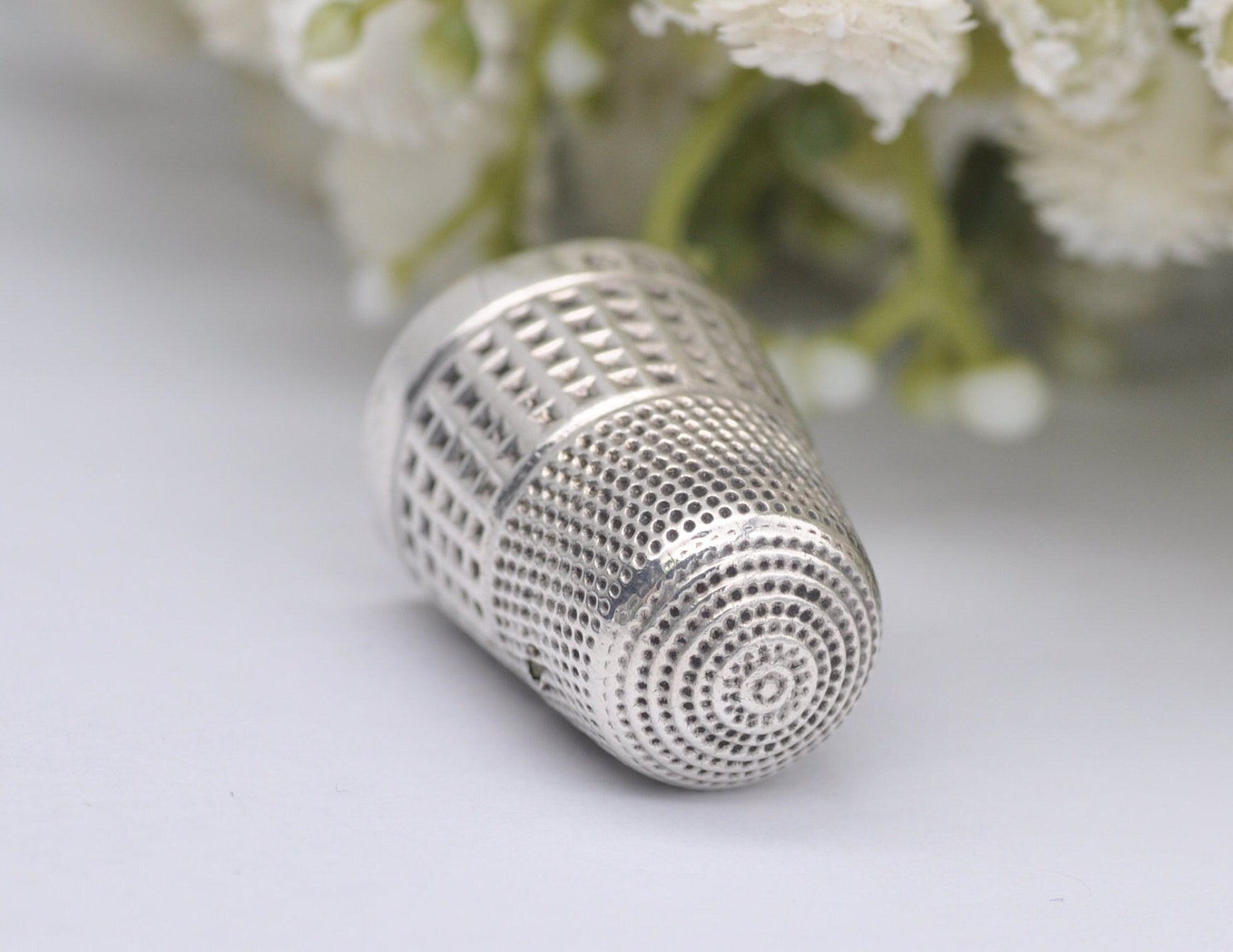 Antique James Fenton Thimble - 1897 | J.F | 11 | Sewing | Accessory | Crafts | Detailed | Patterned | Silverware | Collectable | Collection