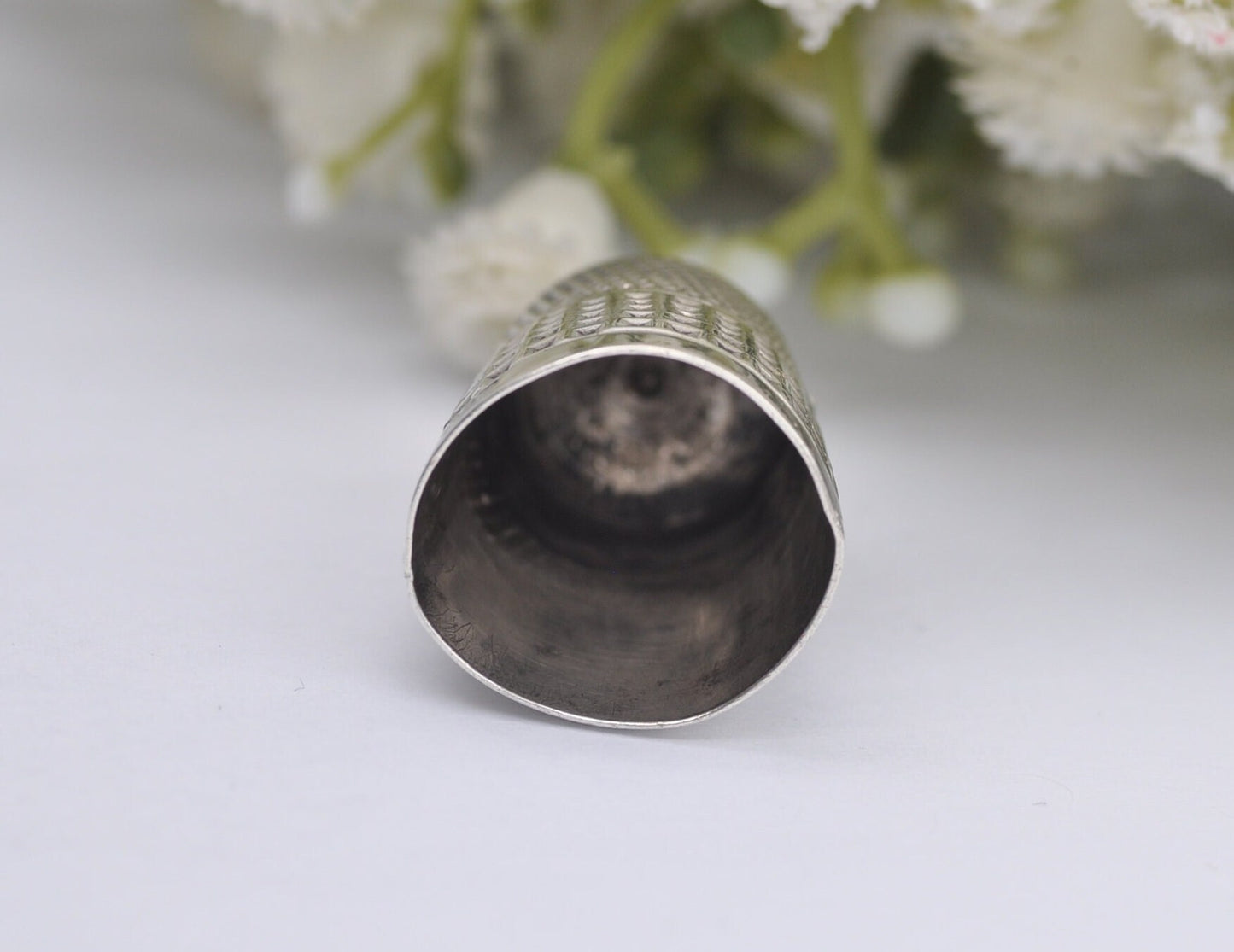 Antique James Fenton Thimble - 1897 | J.F | 11 | Sewing | Accessory | Crafts | Detailed | Patterned | Silverware | Collectable | Collection