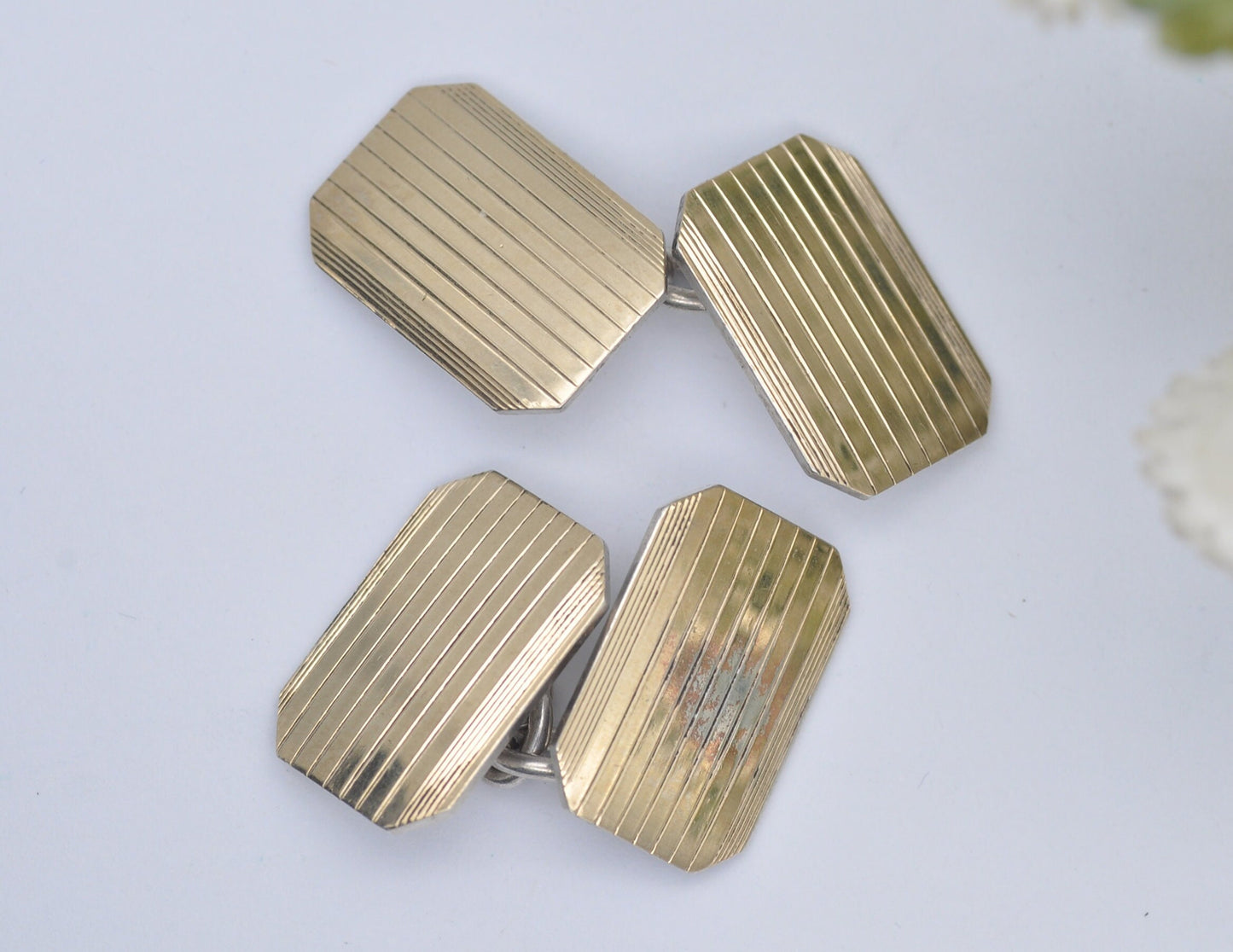 Vintage 9ct Gold and Silver H.G&S Cuff Links - Henry Griffith and Sons / Gold on Silver / Pattern / CuffLinks / Professional