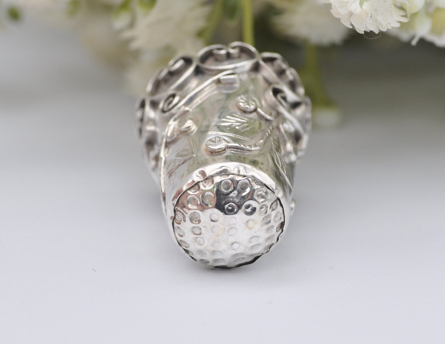 Vintage Mexico Sterling Silver Thimble - Heart | 2 | Sewing | Accessory | Detailed | Patterned | Silverware | Collectable | Collection