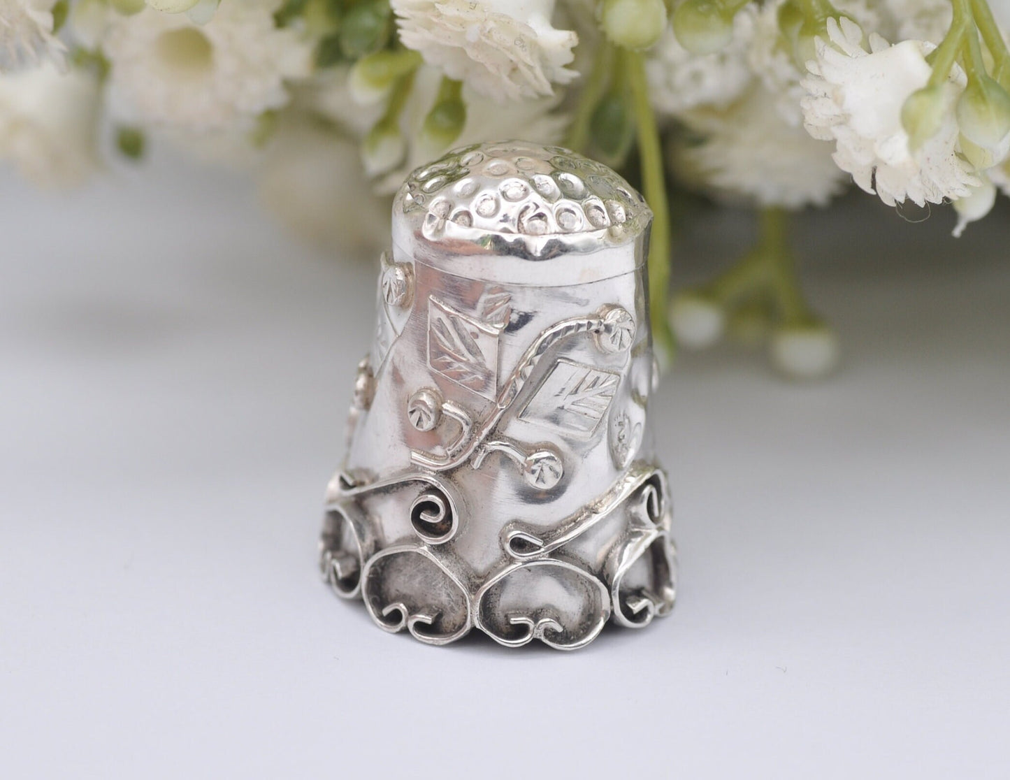 Vintage Mexico Sterling Silver Thimble - Heart | 2 | Sewing | Accessory | Detailed | Patterned | Silverware | Collectable | Collection