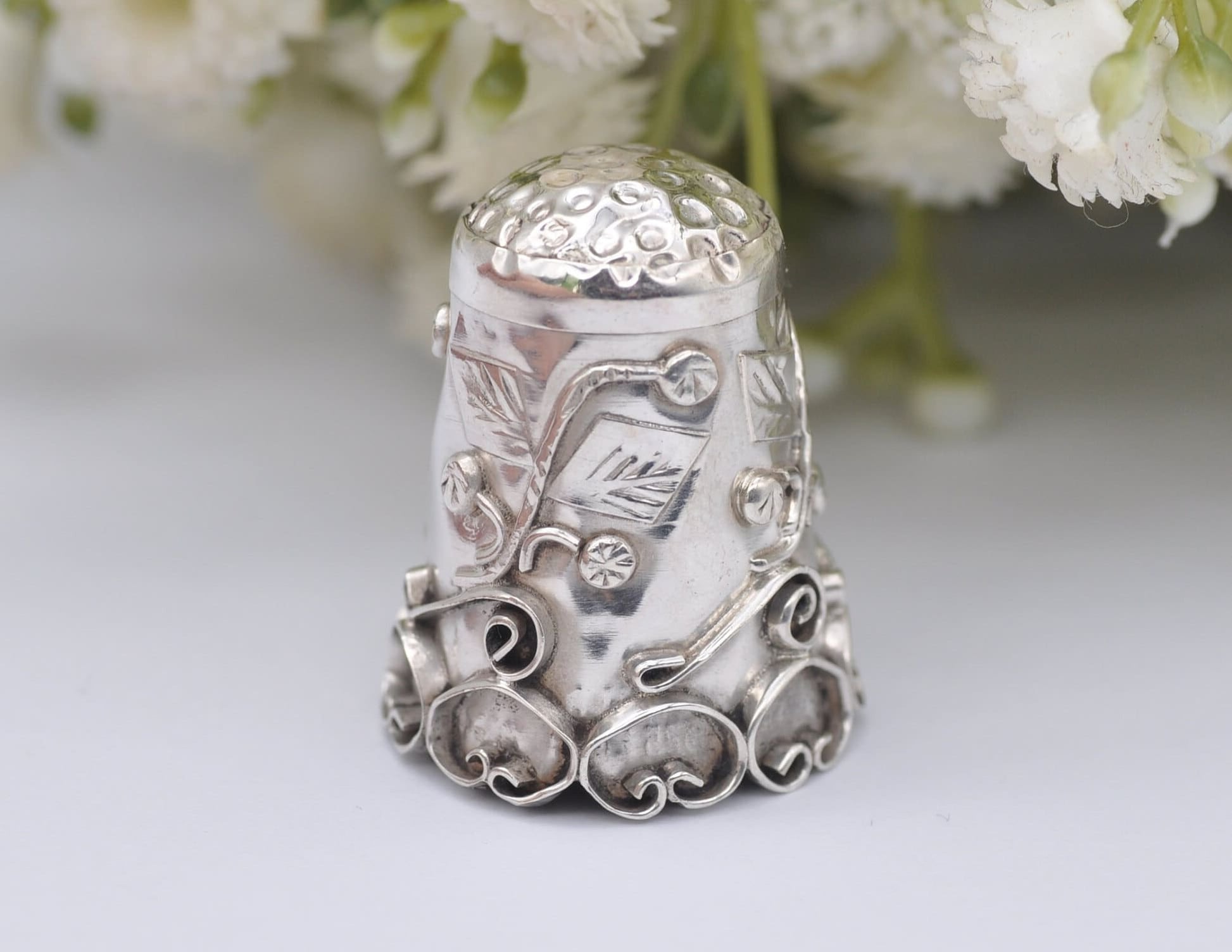 Vintage Mexico Sterling Silver Thimble - Heart | 2 | Sewing | Accessory | Detailed | Patterned | Silverware | Collectable | Collection
