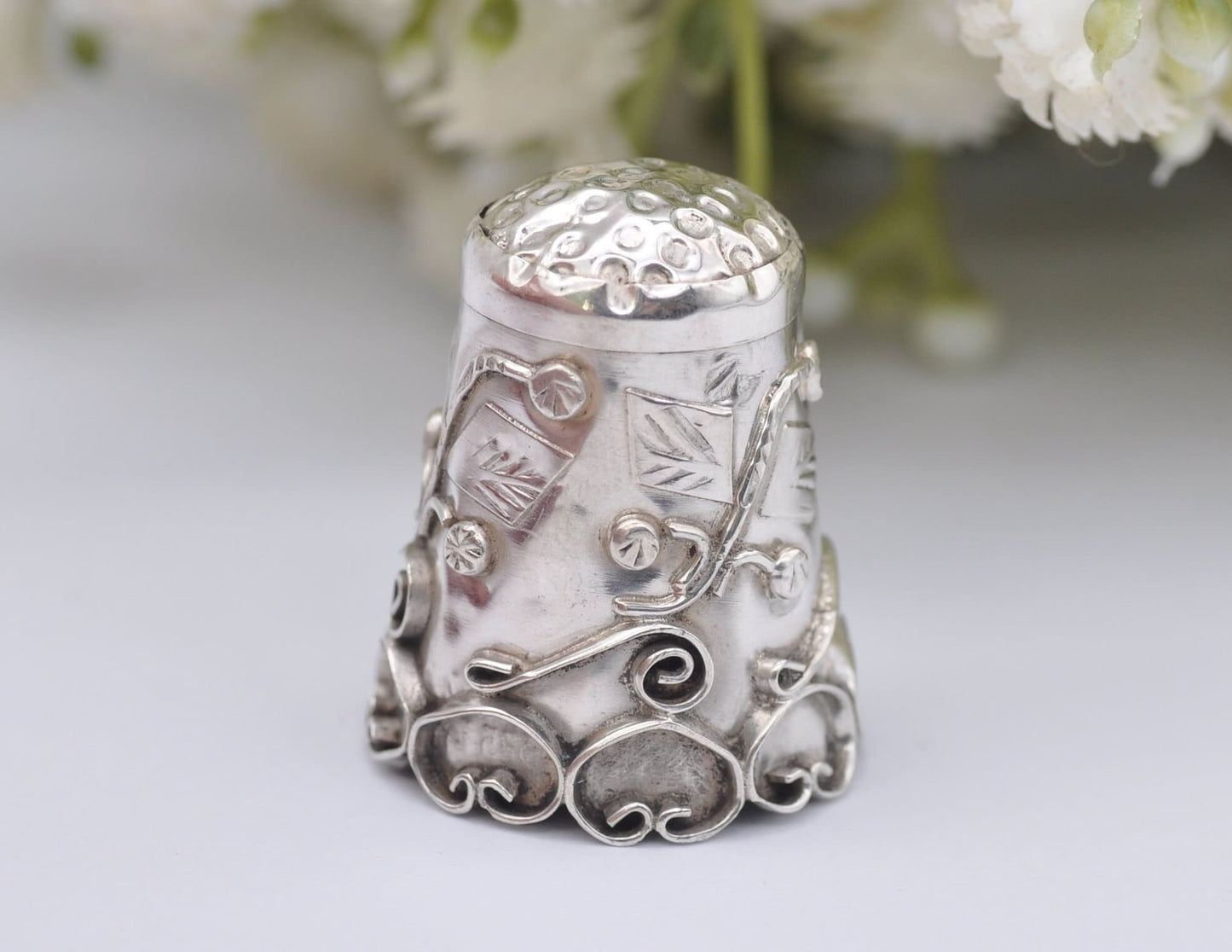 Vintage Mexico Sterling Silver Thimble - Heart | 2 | Sewing | Accessory | Detailed | Patterned | Silverware | Collectable | Collection