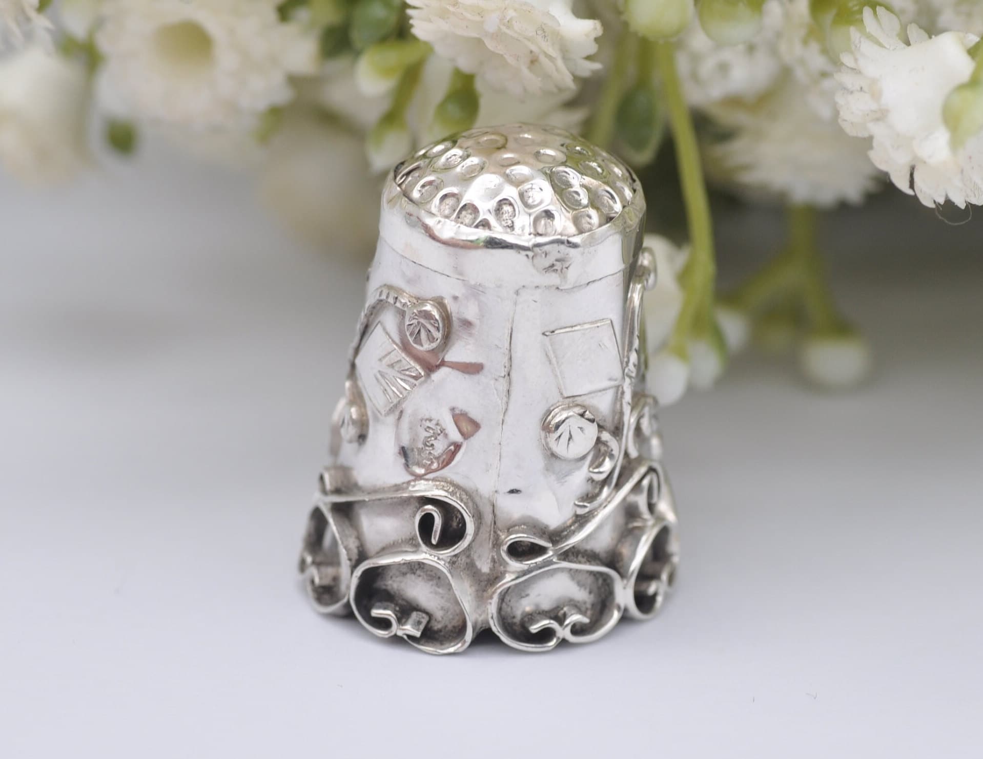 Vintage Mexico Sterling Silver Thimble - Heart | 2 | Sewing | Accessory | Detailed | Patterned | Silverware | Collectable | Collection