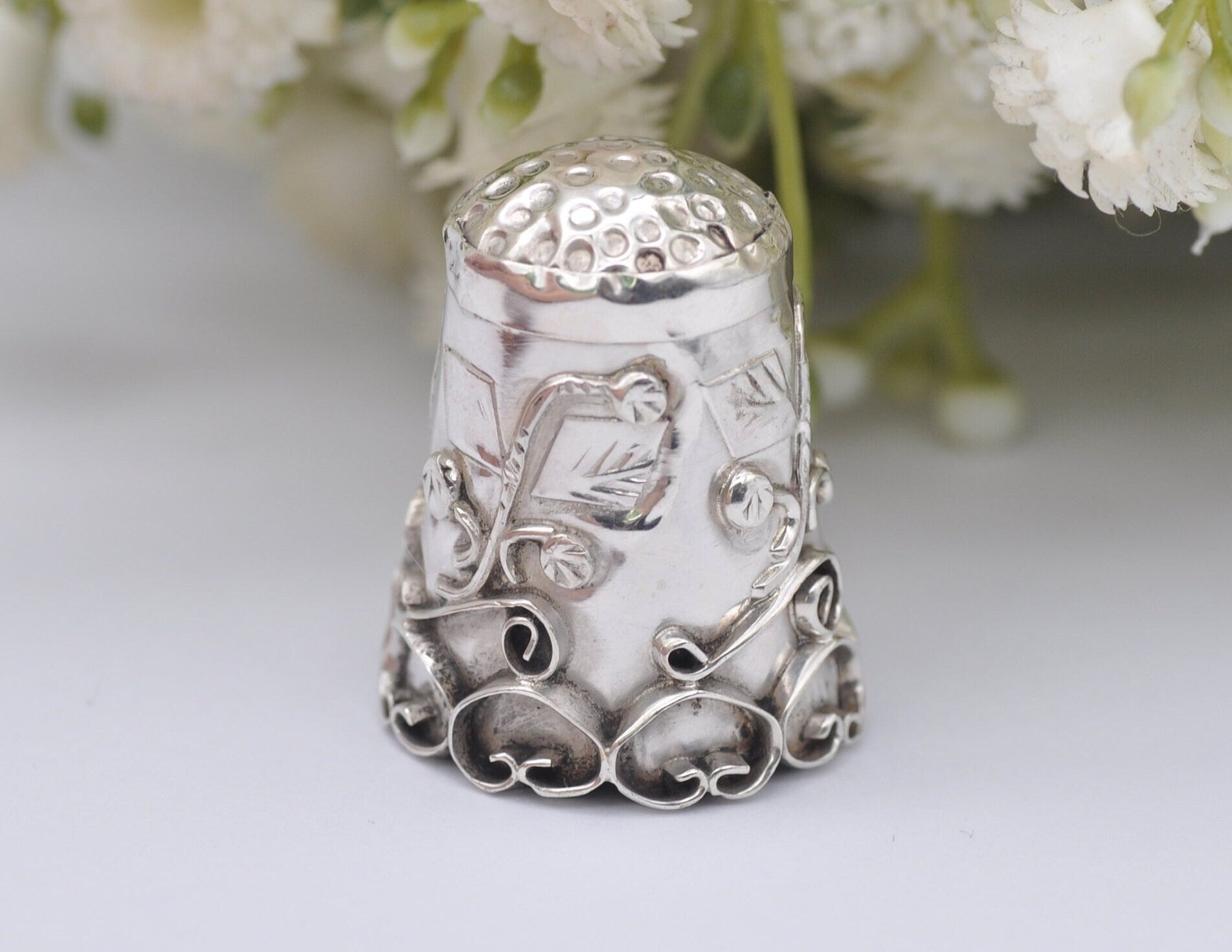 Vintage Mexico Sterling Silver Thimble - Heart | 2 | Sewing | Accessory | Detailed | Patterned | Silverware | Collectable | Collection