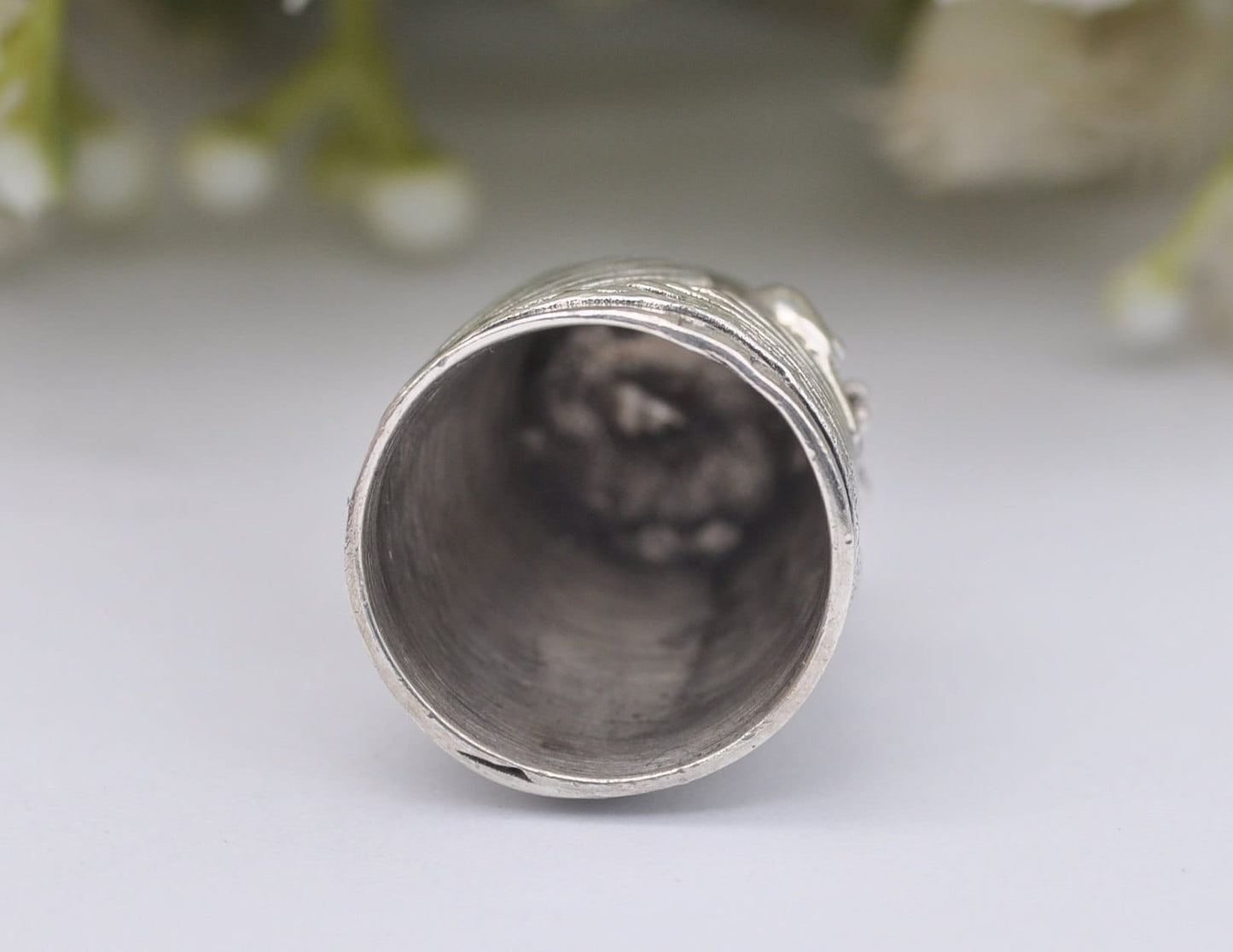 Vintage Sterling Silver Swan Thimble - 13 | Bird | Animal | Crafts | Detailed | Patterned | Silverware | Collectable | Collection