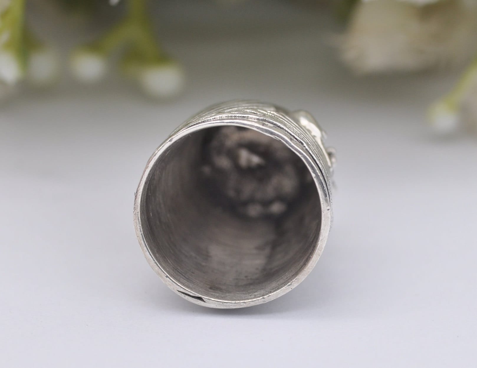 Vintage Sterling Silver Swan Thimble - 13 | Bird | Animal | Crafts | Detailed | Patterned | Silverware | Collectable | Collection