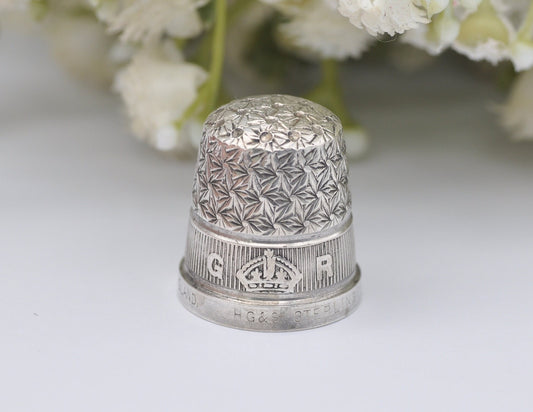 Vintage HG&S G Crown R Thimble - Henry Griffith and Sons Ltd | Royal | The Spa | Sewing | Detailed | Patterned | Sterling Silver