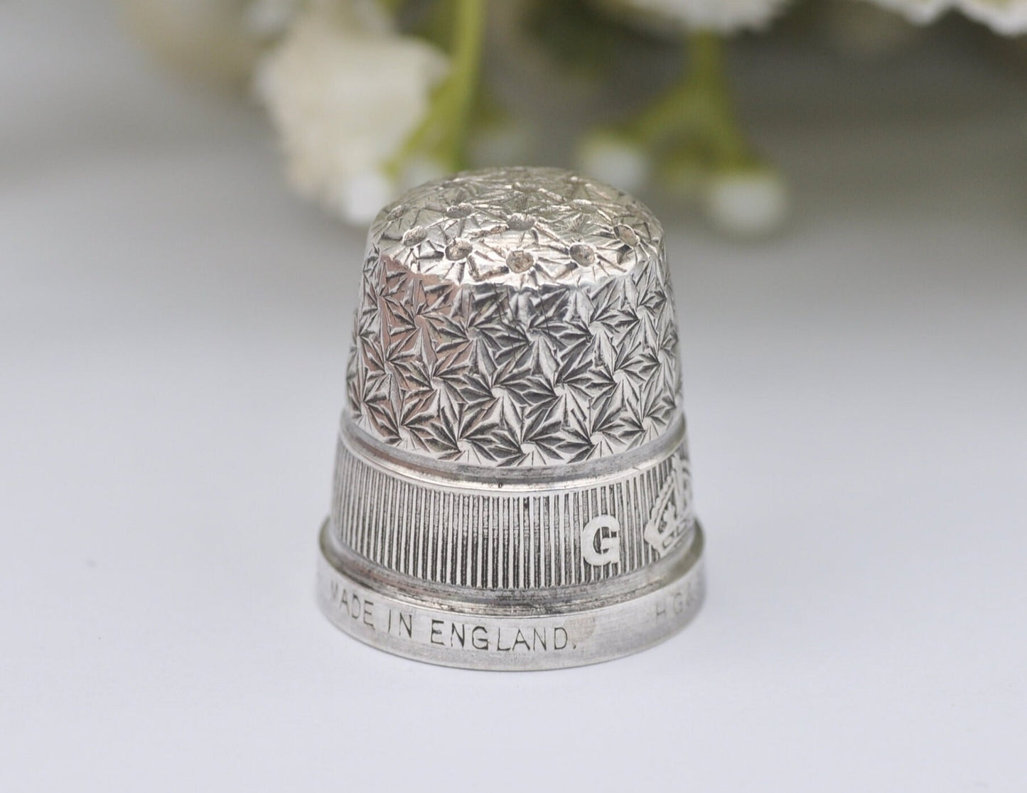 Vintage HG&S G Crown R Thimble - Henry Griffith and Sons Ltd | Royal | The Spa | Sewing | Detailed | Patterned | Sterling Silver