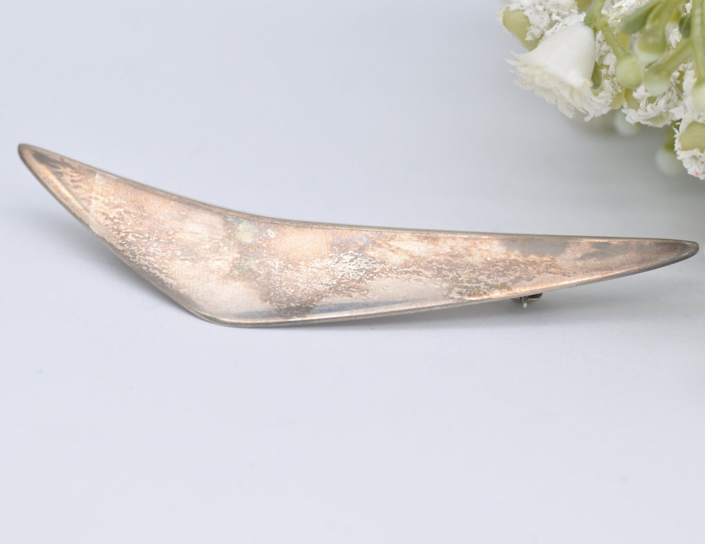 Hans Hansen #113 Sterling Silver Boomerang Brooch - Modernist | Vintage | 1950s | Danish | Designer | Denmark