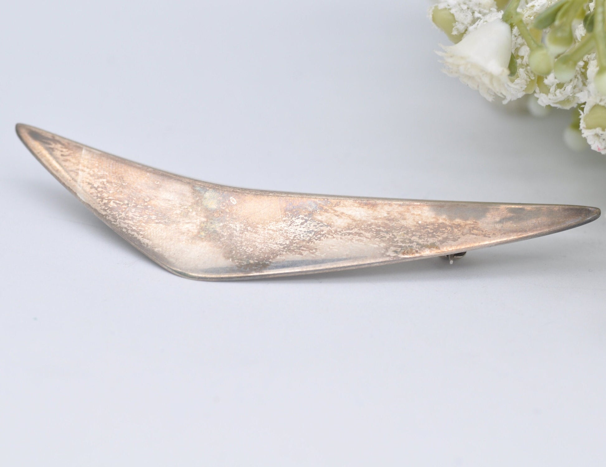 Hans Hansen #113 Sterling Silver Boomerang Brooch - Modernist | Vintage | 1950s | Danish | Designer | Denmark