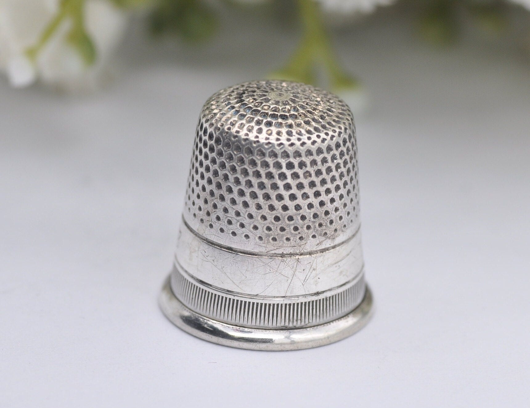 Vintage Sterling Silver Thimble - F&B | Foster and Bailey | 9 | Sewing | Accessory | Crafts | Detailed | Patterned | Silverware