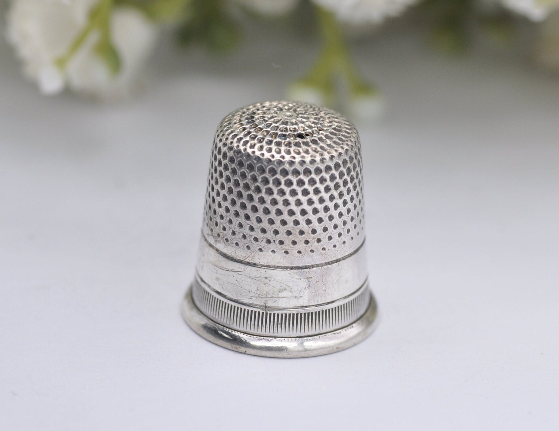 Vintage Sterling Silver Thimble - F&B | Foster and Bailey | 9 | Sewing | Accessory | Crafts | Detailed | Patterned | Silverware