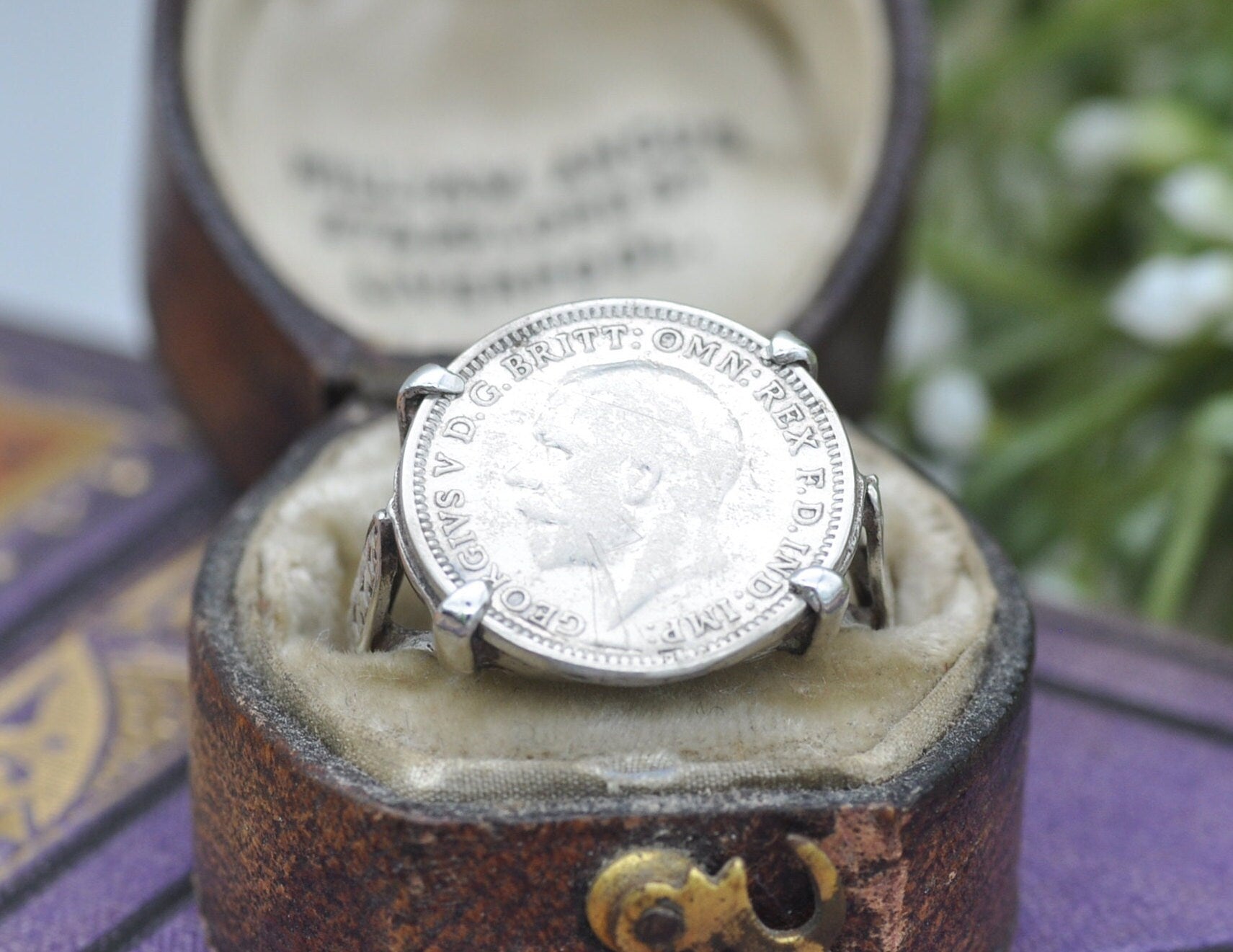 Vintage Sterling Silver George V 3 Pence 1933 Signet Ring - 925 / Royalty / King / Coin Jewellery / UK Size - N 1/2 / US Size - 7