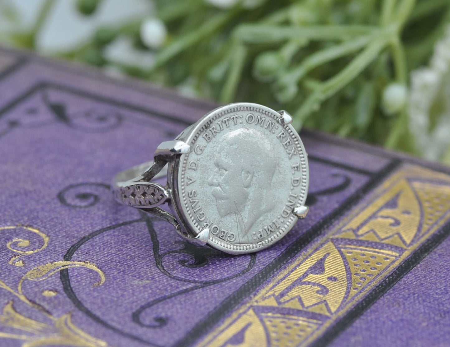 Vintage Sterling Silver George V 3 Pence 1933 Signet Ring - 925 / Royalty / King / Coin Jewellery / UK Size - N 1/2 / US Size - 7