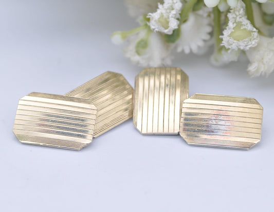 Vintage 9ct Gold and Silver H.G&S Cuff Links - Henry Griffith and Sons / Gold on Silver / Pattern / CuffLinks / Professional