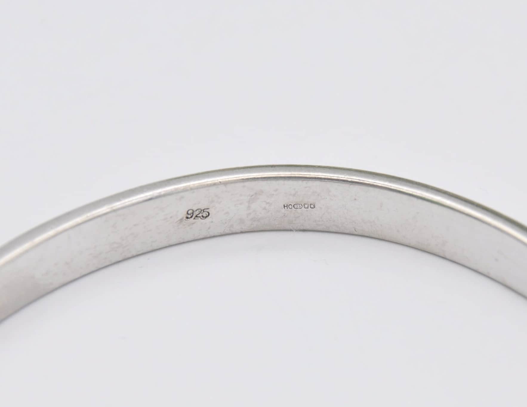 Vintage Sterling Silver Open Cuff Bangle Bracelet - Square Pattern / Elegant / Statement