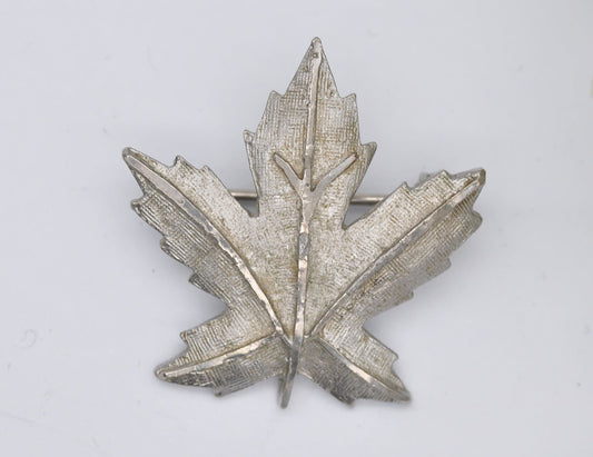 Vintage Coro Silver Tone Stylised Maple Leaf Brooch - Mid-Century | Modernist | Designer | Statement