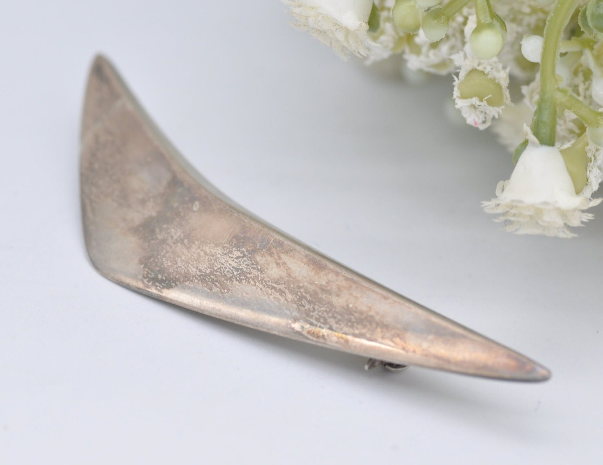 Hans Hansen #113 Sterling Silver Boomerang Brooch - Modernist | Vintage | 1950s | Danish | Designer | Denmark