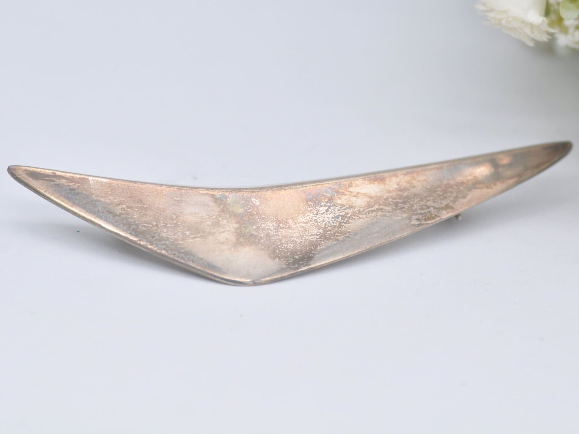 Hans Hansen #113 Sterling Silver Boomerang Brooch - Modernist | Vintage | 1950s | Danish | Designer | Denmark