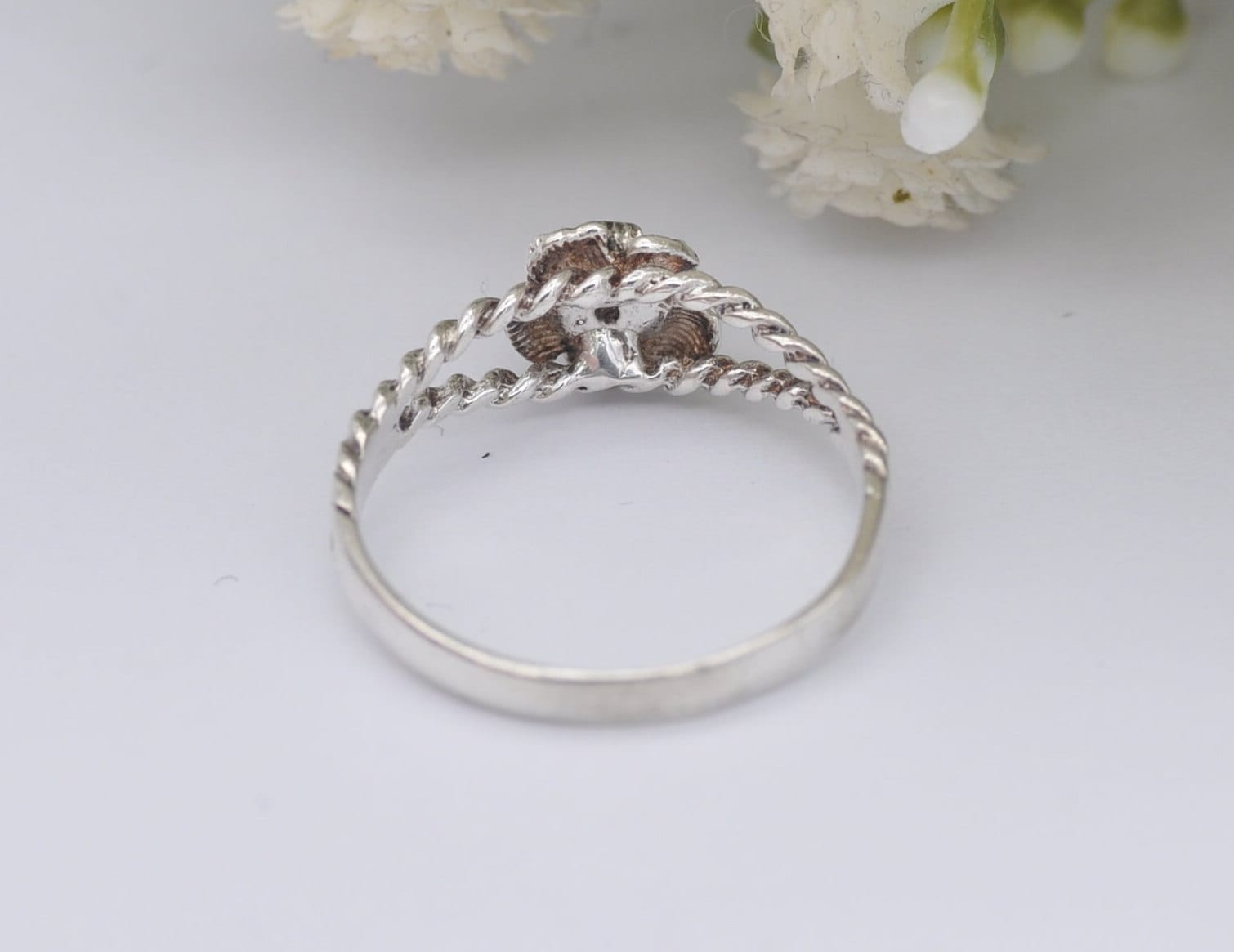 Vintage Sterling Silver Rose Ring - Modernist / Flower / Floral / UK Size - O / US Size - 7