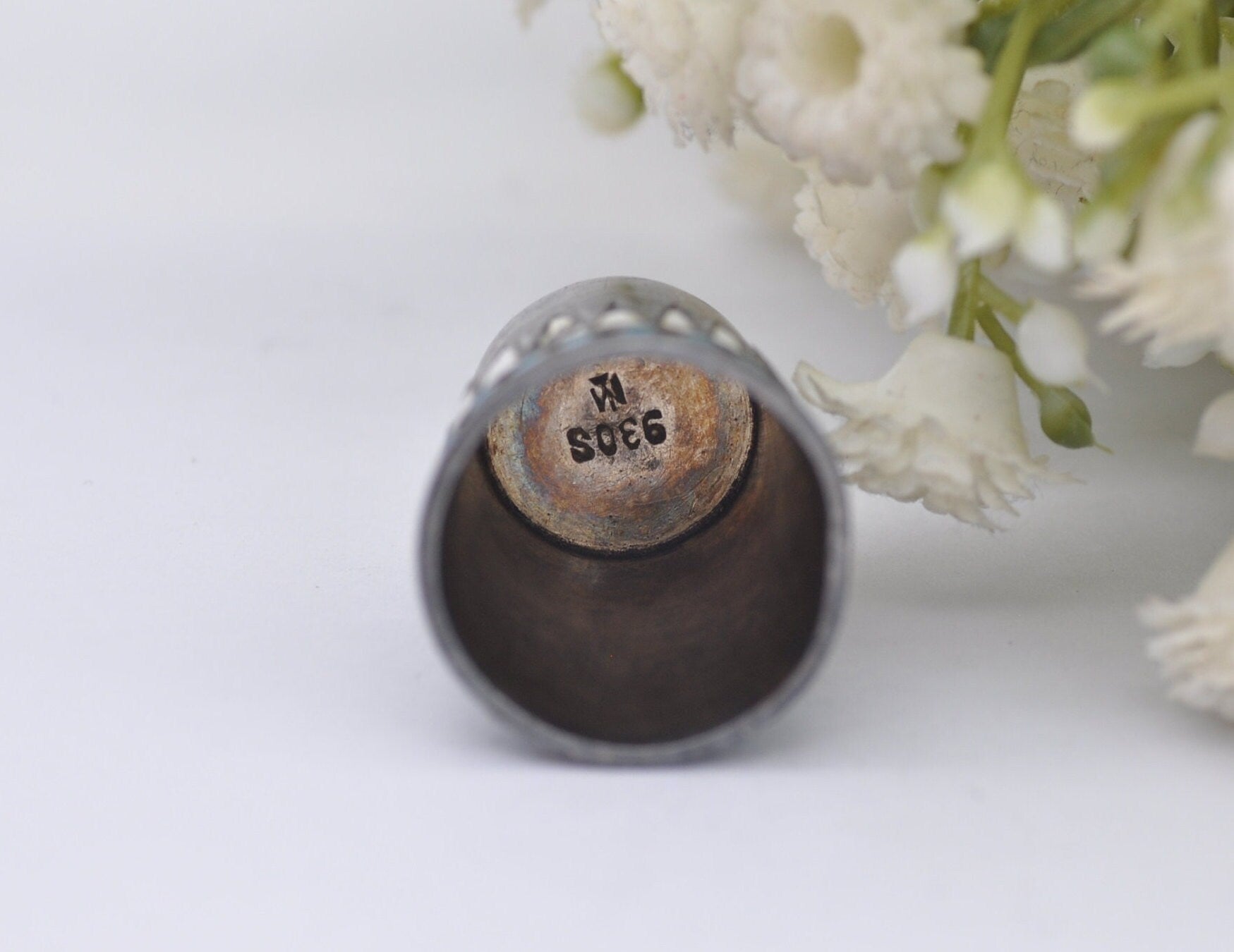 Antique Marius Hammer Enamel Thimble - 930 Silver | Norwegian | Norway | Sewing | Detailed