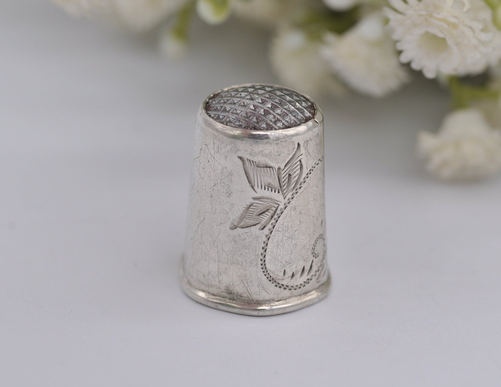 Vintage 813 H Silver Thimble - 1928 | 10 | Finland | Finnish | Etching | Sewing | Crafts | Detailed | Silverware | Collectable | Collection