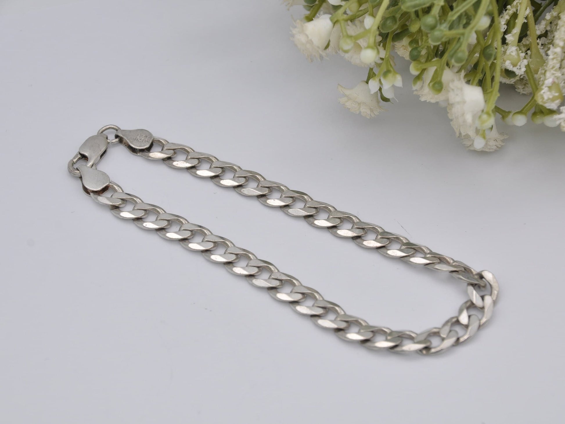 Sterling Silver Curb Link Chain Bracelet - Big | Italy | Lobster Claw | 925 | 14.9g | 22.5cm