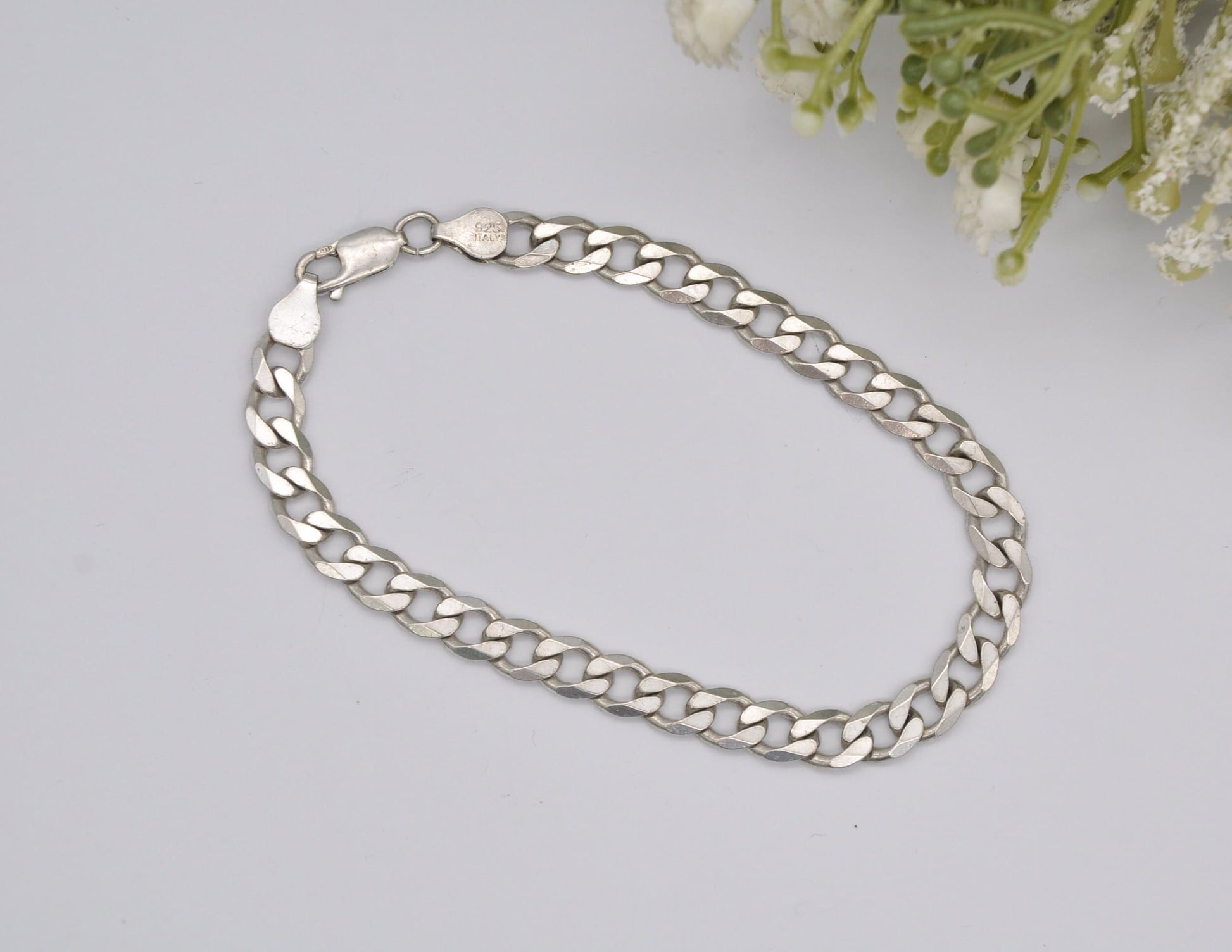 Sterling Silver Curb Link Chain Bracelet - Big | Italy | Lobster Claw | 925 | 14.9g | 22.5cm